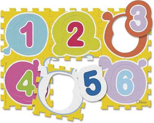 Chicco 00007161000000 - Puzzle Matten Zahlen, 6-teilig
