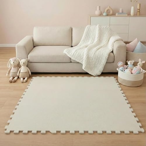 LittleTom Spielmatte Baby Puzzlematte ab 0 Monate – 18 Teile à 30x30 cm Krabbel- &amp; Bodenmatte für Kinde…