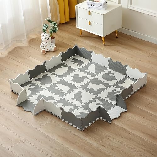 Kindermatte Puzzlematte for Floor Interlocking Eva Foam Puzzle Mat Puzzelmatten Spielmatte Schaumstoff Weiß…
