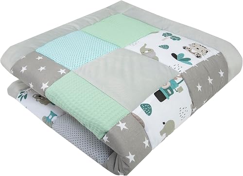 Medi Partners Krabbeldecke für Baby Spielmatte 100% Baumwolle Krabbelmatte - 120x120cm Krabbeldeck Dick Wei…