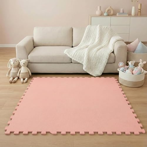 LittleTom Spielmatte Baby Puzzlematte Rosa - 18 Teile 30x30 cm - Krabbelmatte 180x90 cm Bodenmatte Kinder -…