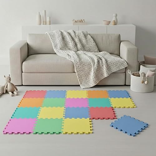 LittleTom Spielmatte Baby Puzzlematte Mint &amp; Rosa - 18 Matten je 30x30 cm Krabbelmatte 180x90 cm Bodenm…